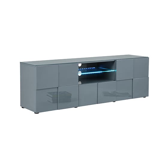 Ashland High Gloss TV Sideboard In Grey With LED Lights