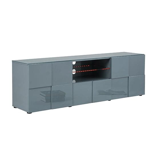 Ashland High Gloss TV Sideboard In Grey With LED Lights