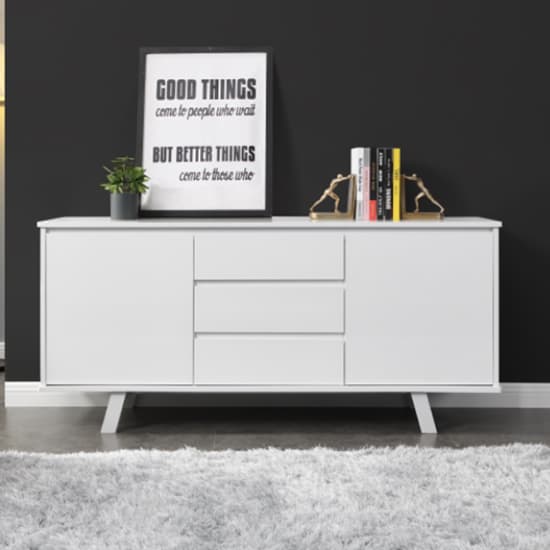 Assago High Gloss Sideboard With 2 Doors 3 Drawers In White