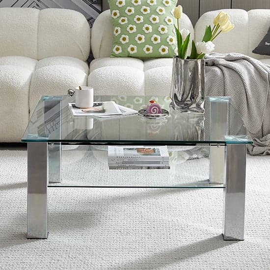 Astoria Square Clear Glass Coffee Table With Chrome Legs