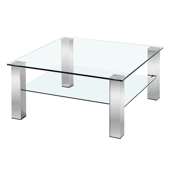 Astoria Square Clear Glass Coffee Table With Chrome Legs