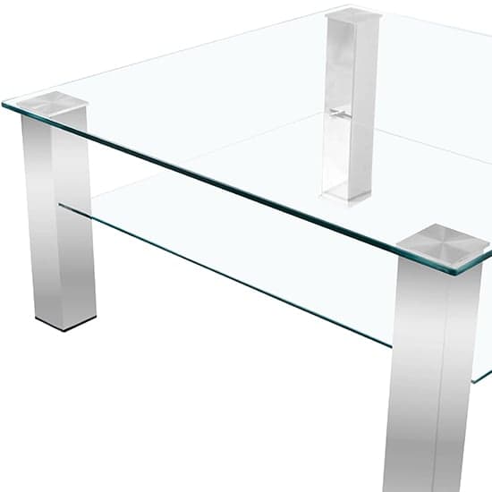 Astoria Square Clear Glass Coffee Table With Chrome Legs