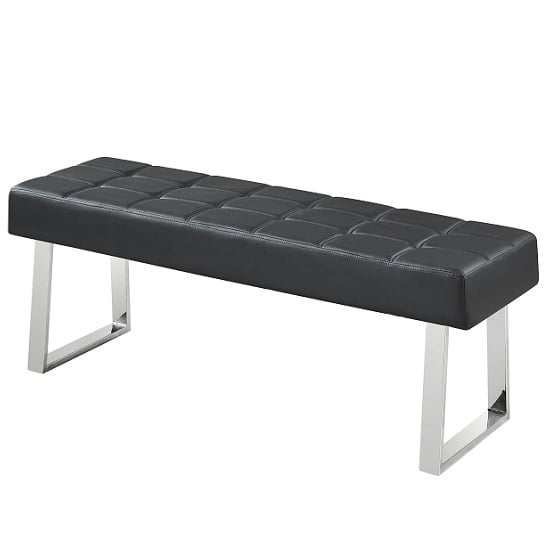 Auburn Large Faux Leather Dining Bench In Black