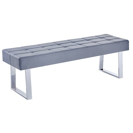 Auburn Large Faux Leather Dining Bench In Grey