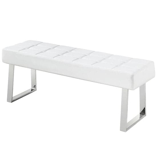 Auburn Large Faux Leather Dining Bench In White