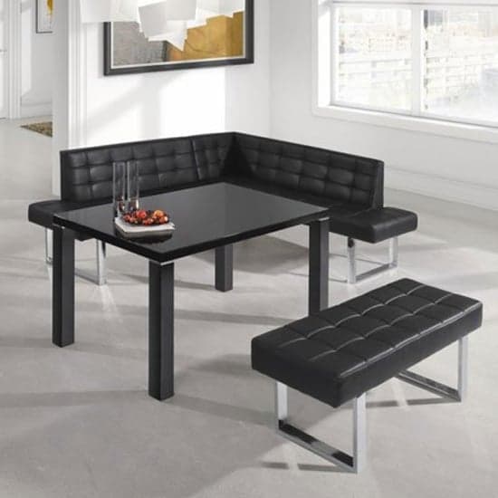 Auburn Small Faux Leather Dining Bench In Black