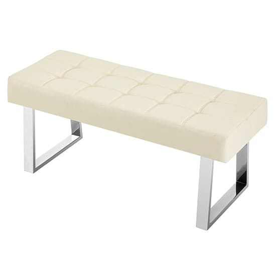 Auburn Small Faux Leather Dining Bench In Cream