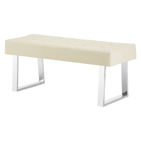 Auburn Small Faux Leather Dining Bench In Cream