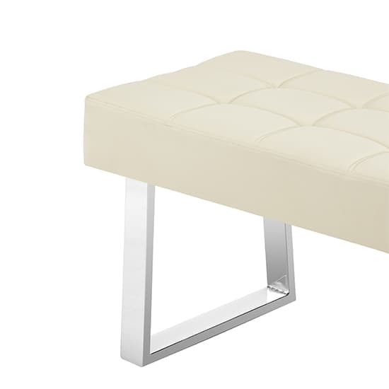 Auburn Small Faux Leather Dining Bench In Cream