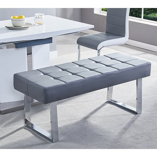 Auburn Small Faux Leather Dining Bench In Grey