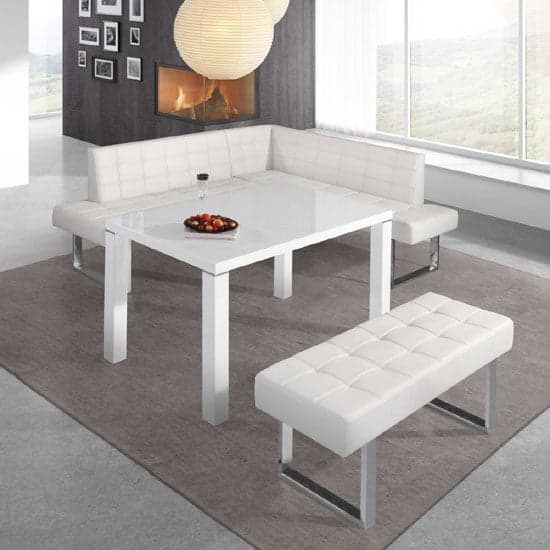 Auburn Small Faux Leather Dining Bench In White