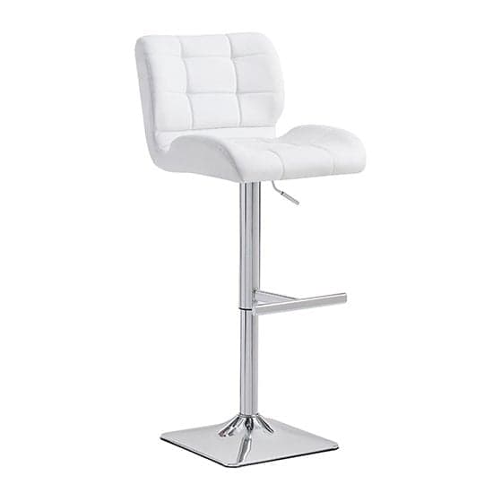 Axton High Gloss Bar Table In White Grey 4 Canyon White Stools