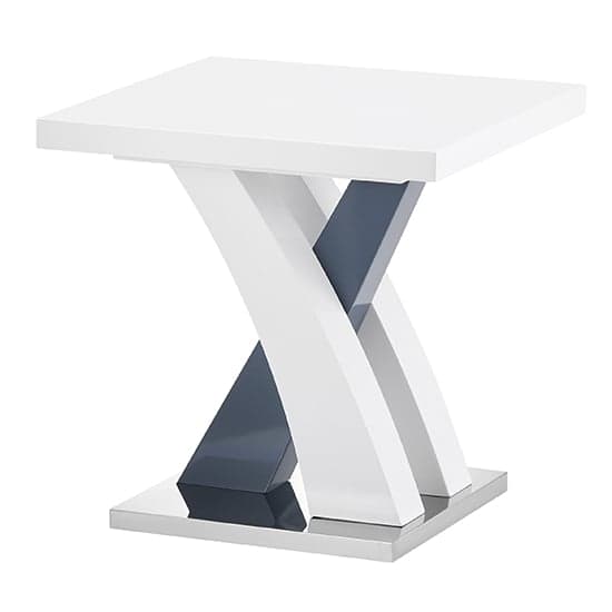 Axton High Gloss Lamp Table Square In White And Grey