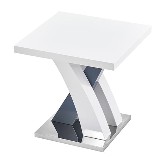 Axton High Gloss Lamp Table Square In White And Grey