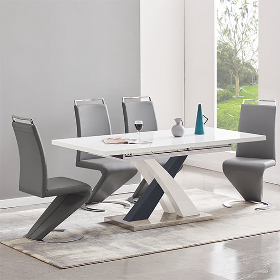 Axton Large Extending Grey Dining Table 4 Sumter Grey Chairs