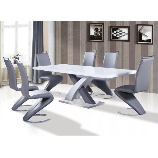 Axton Large Extending Grey Dining Table 6 Sumter Grey Chairs