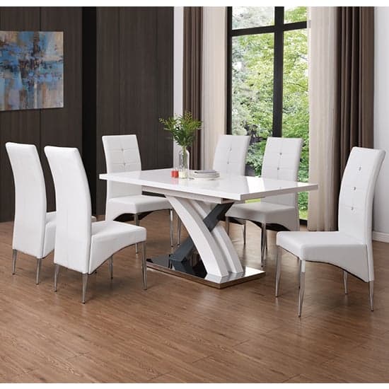 Axton Large Extending Grey Dining Table 6 Versilia Chairs