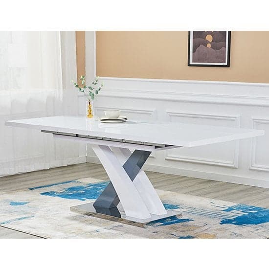 Axton Large Extending Grey Dining Table 8 Paradise White Chairs