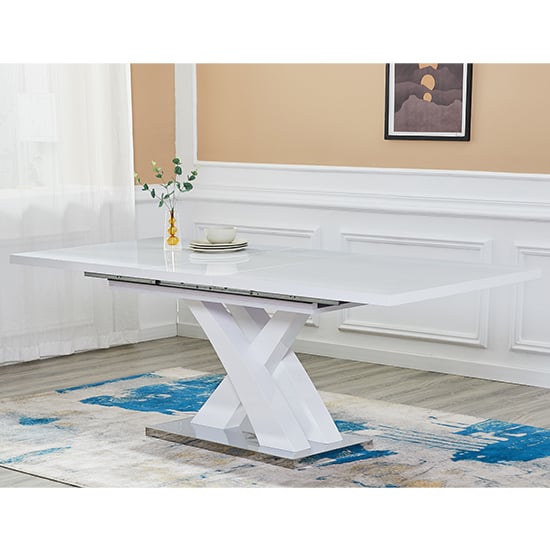 Axton Large Extending High Gloss Dining Table In White