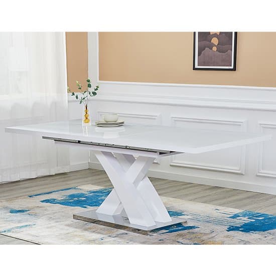 Axton Large Extending White Dining Table 6 Girona Teal Chairs