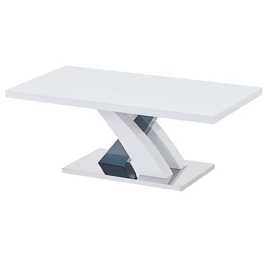 Axton Rectangular High Gloss Coffee Table In White And Grey