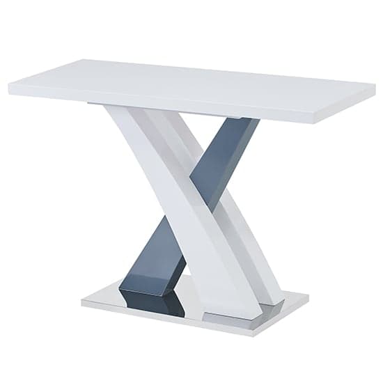 Axton Rectangular High Gloss Console Table In White And Grey