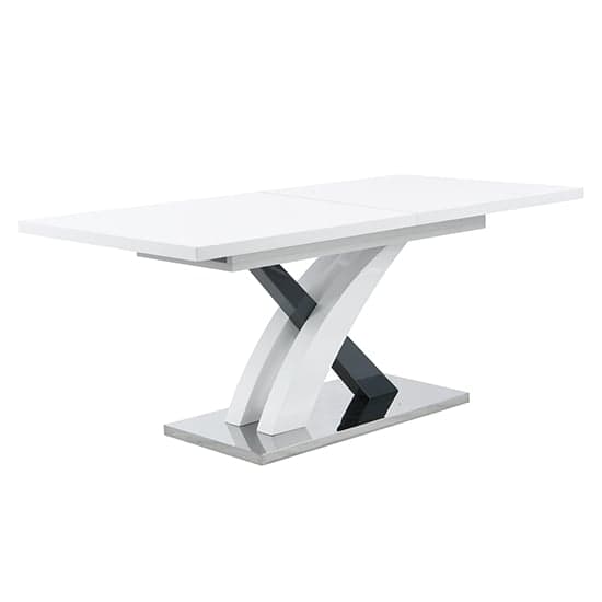 Axton Small Extending Gloss Dining Table In White And Grey