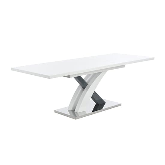 Axton Small Extending Gloss Dining Table In White And Grey