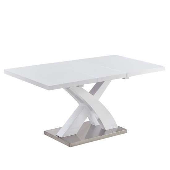 Axton Small Extending High Gloss Dining Table In White