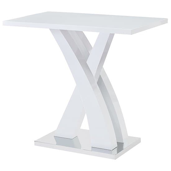 Axton White High Gloss Bar Table With 4 Canyon Teal Stools