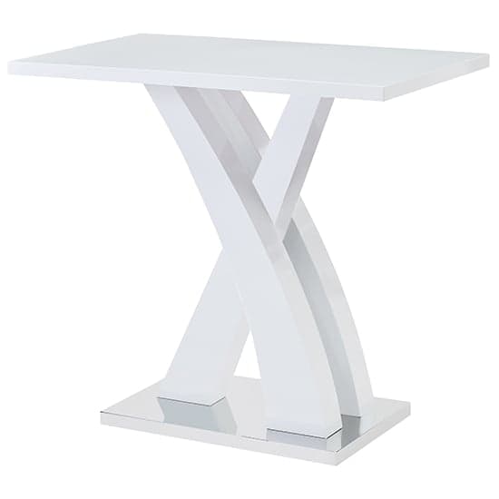 Axton White High Gloss Bar Table With 4 Canyon White Stools