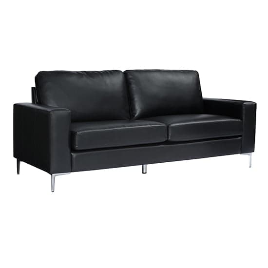 Baltimore 3+2 Faux Leather Sofa Set In Black