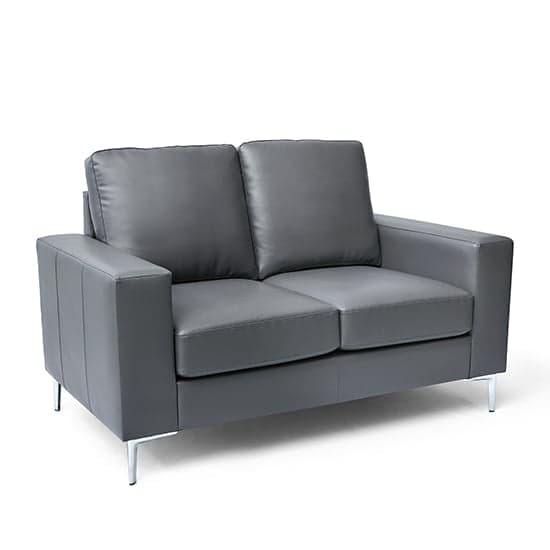 Baltimore 3+2 Faux Leather Sofa Set In Dark Grey