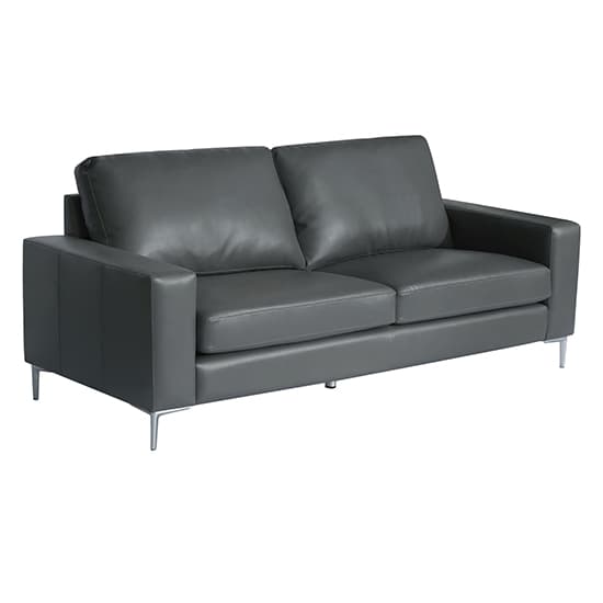 Baltimore 3+2 Faux Leather Sofa Set In Dark Grey