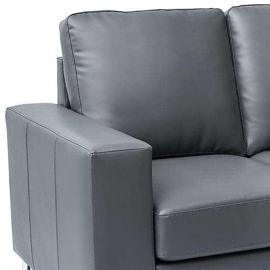 Baltimore 3+2 Faux Leather Sofa Set In Dark Grey