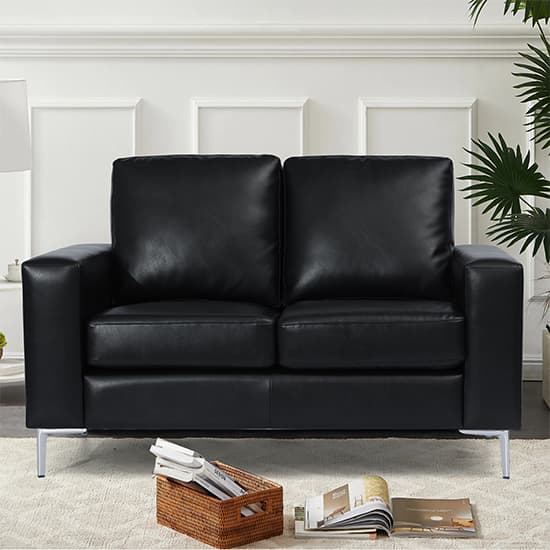 Baltimore Faux Leather 2 Seater Sofa In Black