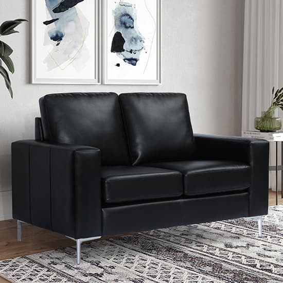 Baltimore Faux Leather 2 Seater Sofa In Black