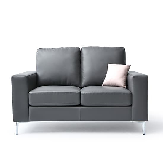 Baltimore Faux Leather 2 Seater Sofa In Dark Grey