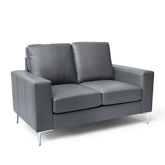 Baltimore Faux Leather 2 Seater Sofa In Dark Grey