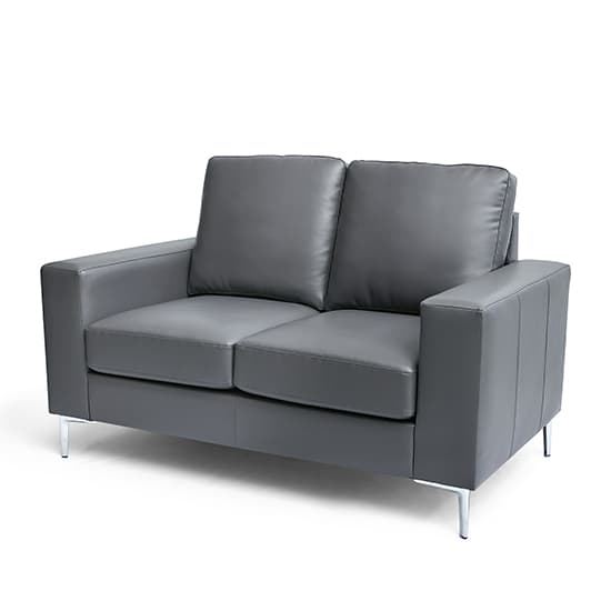 Baltimore Faux Leather 2 Seater Sofa In Dark Grey