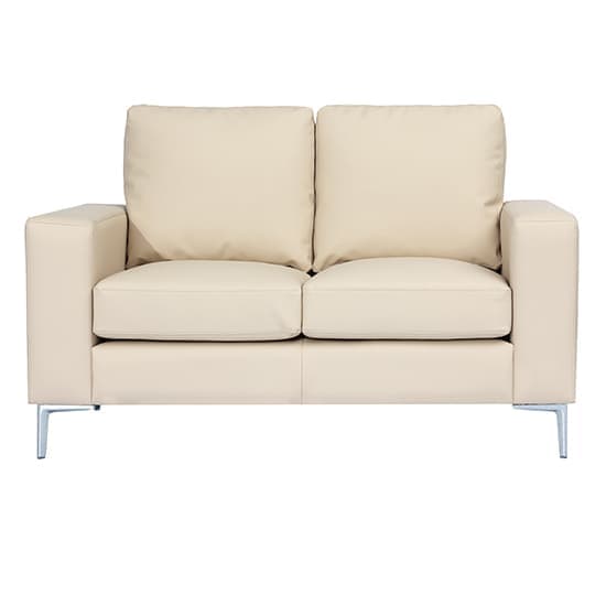 Baltimore Faux Leather 2 Seater Sofa In Ivory