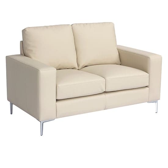 Baltimore Faux Leather 2 Seater Sofa In Ivory