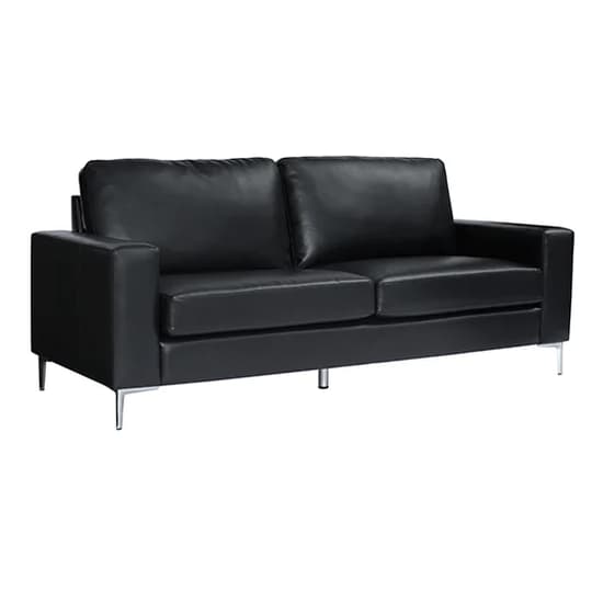 Baltimore Faux Leather 3 Seater Sofa In Black