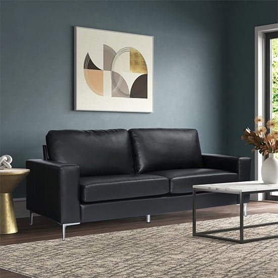 Baltimore Faux Leather 3 Seater Sofa In Black