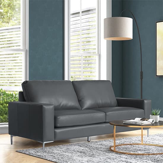 Baltimore Faux Leather 3 Seater Sofa In Dark Grey