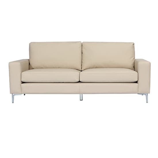 Baltimore Faux Leather 3 Seater Sofa In Ivory