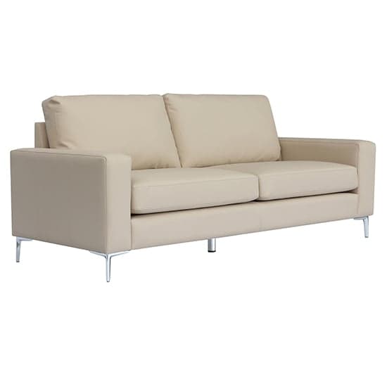 Baltimore Faux Leather 3 Seater Sofa In Ivory