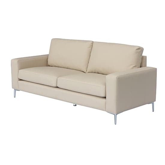 Baltimore Faux Leather 3 Seater Sofa In Ivory