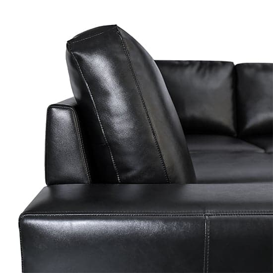 Baltimore Faux Leather Corner Sofa In Black