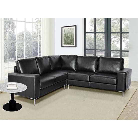 Baltimore Faux Leather Corner Sofa In Black